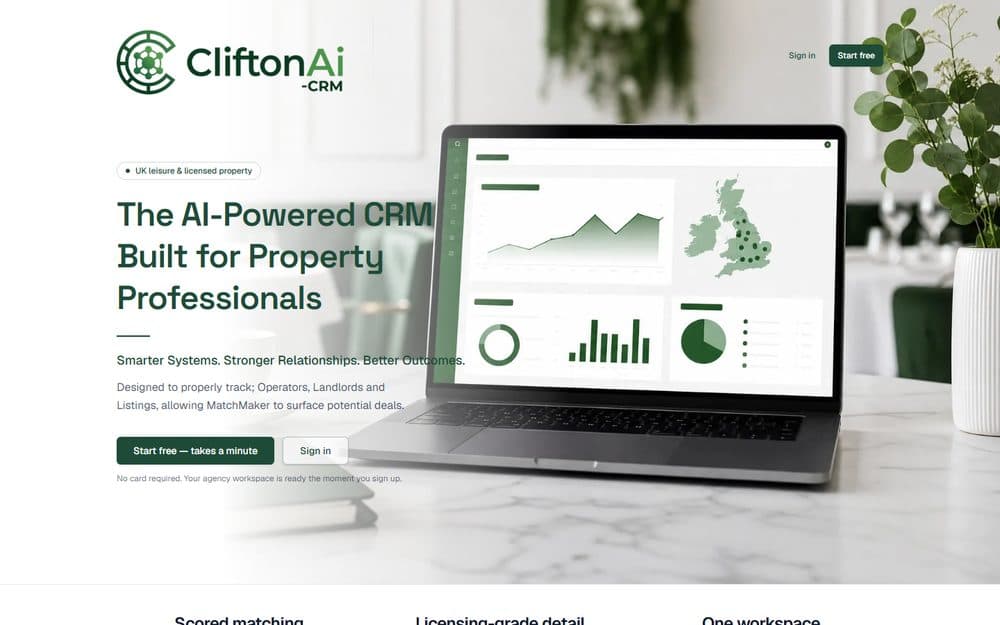 CliftonAi CRM product screenshot